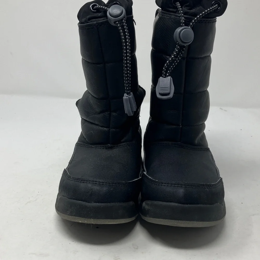 Lands’ End Youth Black Winter Boots US 11M – Hook & Loop, Drawstring Top